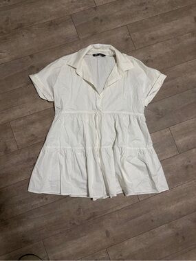 Zara White  Button-Front Blouse / tunic / dress